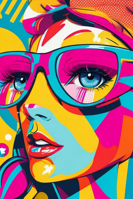 Visage de femme style pop art avec des couleur vive qui représente les Tendances Webdesign 2023 en Occitanie !